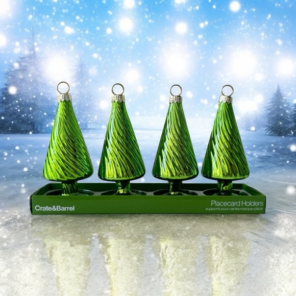 Crate&Barrel Other - Crate and Barrel Blown Glass Holiday Tree Placecard Holders | 3 Sets, 12 Total